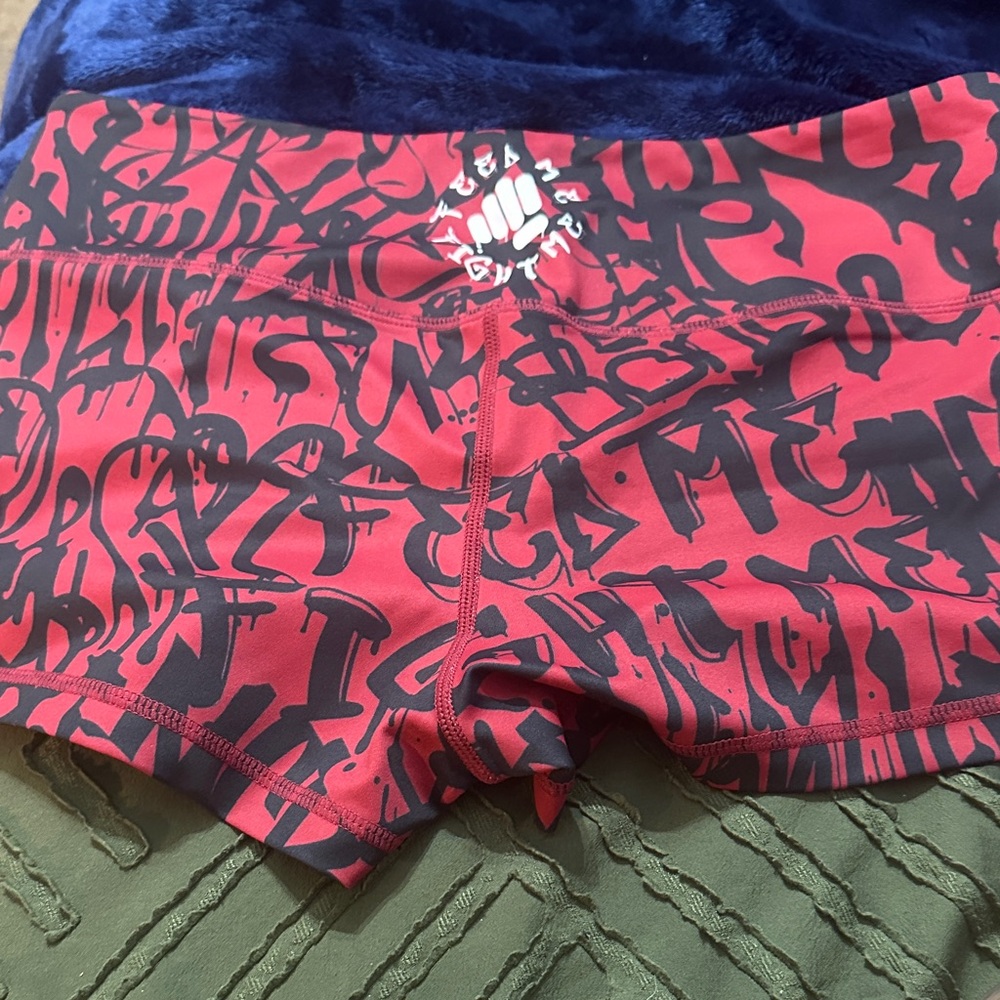 Feed Me Fight Me Red and Black Graphic Women's Athletic Shorts